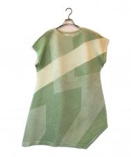 ISSEY MIYAKE (イッセイミヤケ) デザインプリーツワンピース グリーン サイズ:2
