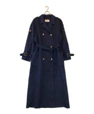 ELISABETTA FRANCHI (エリザベッタフランキ) Pure Wool Double-Breasted Belted Coat ネイビー サイズ:48