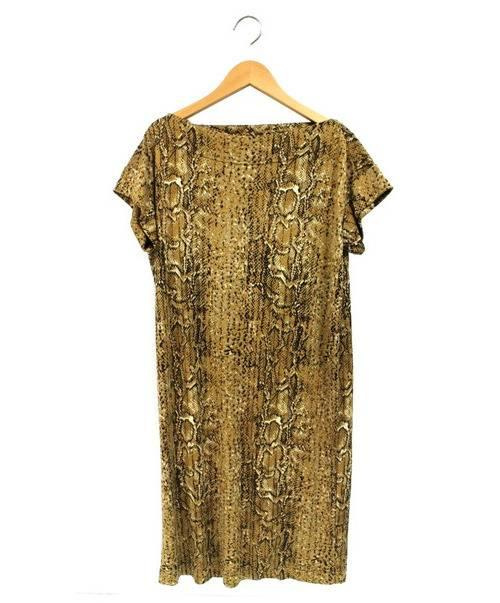 中古 古着通販 Tory Burch トリーバーチ 総柄シルクワンピース ベージュ ブラウン サイズ S パイソン柄 ブランド 古着通販 トレファク公式 Trefac Fashion