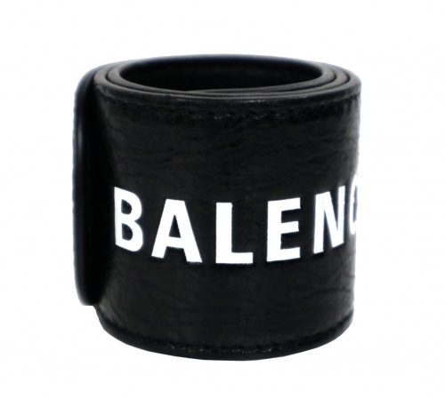 BALENCIAGA（バレンシアガ）BALENCIAGA (バレンシアガ) サイクルレザーロゴロゴブレスレット ブラック 568024 U レザーの古着・服飾アイテム