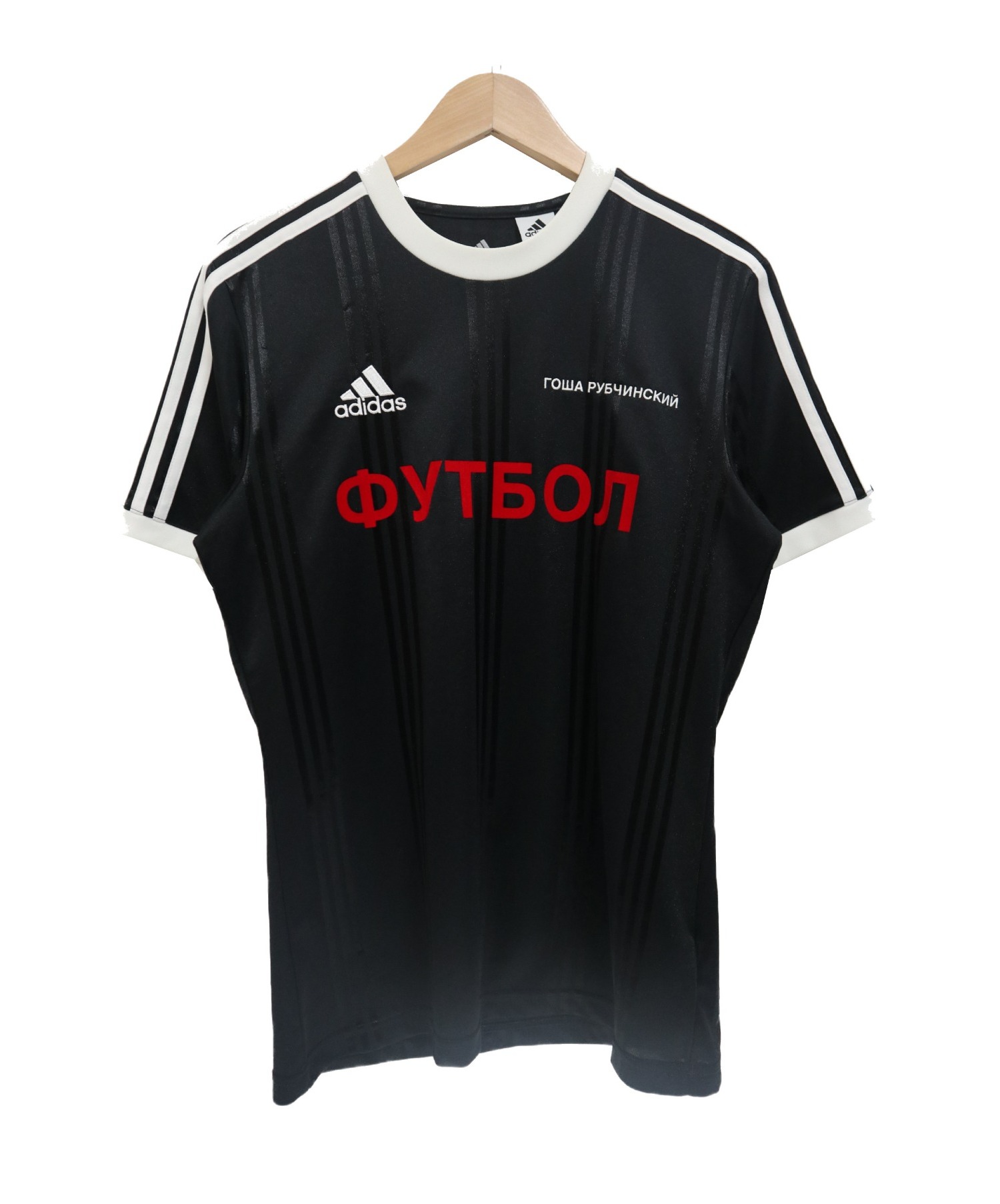 Gosha Rubchinskiy×adidas (ゴーシャ・ラブチンスキー×アディダス) コラボゲームシャツ ブラック サイズ:S