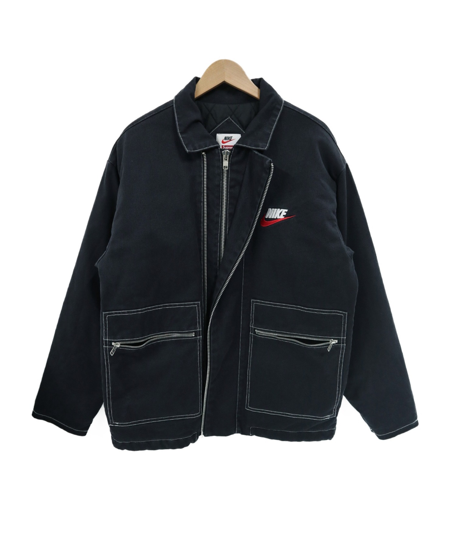 SUPREME×NIKE (シュプリーム × ナイキ) コラボダブルジップキルテッドワークジャケット ブラック サイズ:Ｍ 18AW　Double  Zip Quilted Work Jacket