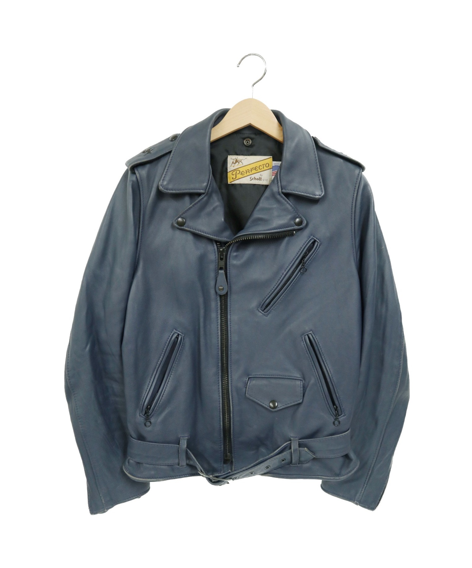 中古 古着通販 Schott ショット ワンスターダブルライダースジャケット ネイビー サイズ 38 One Star ブランド 古着通販 トレファク公式 Trefac Fashion