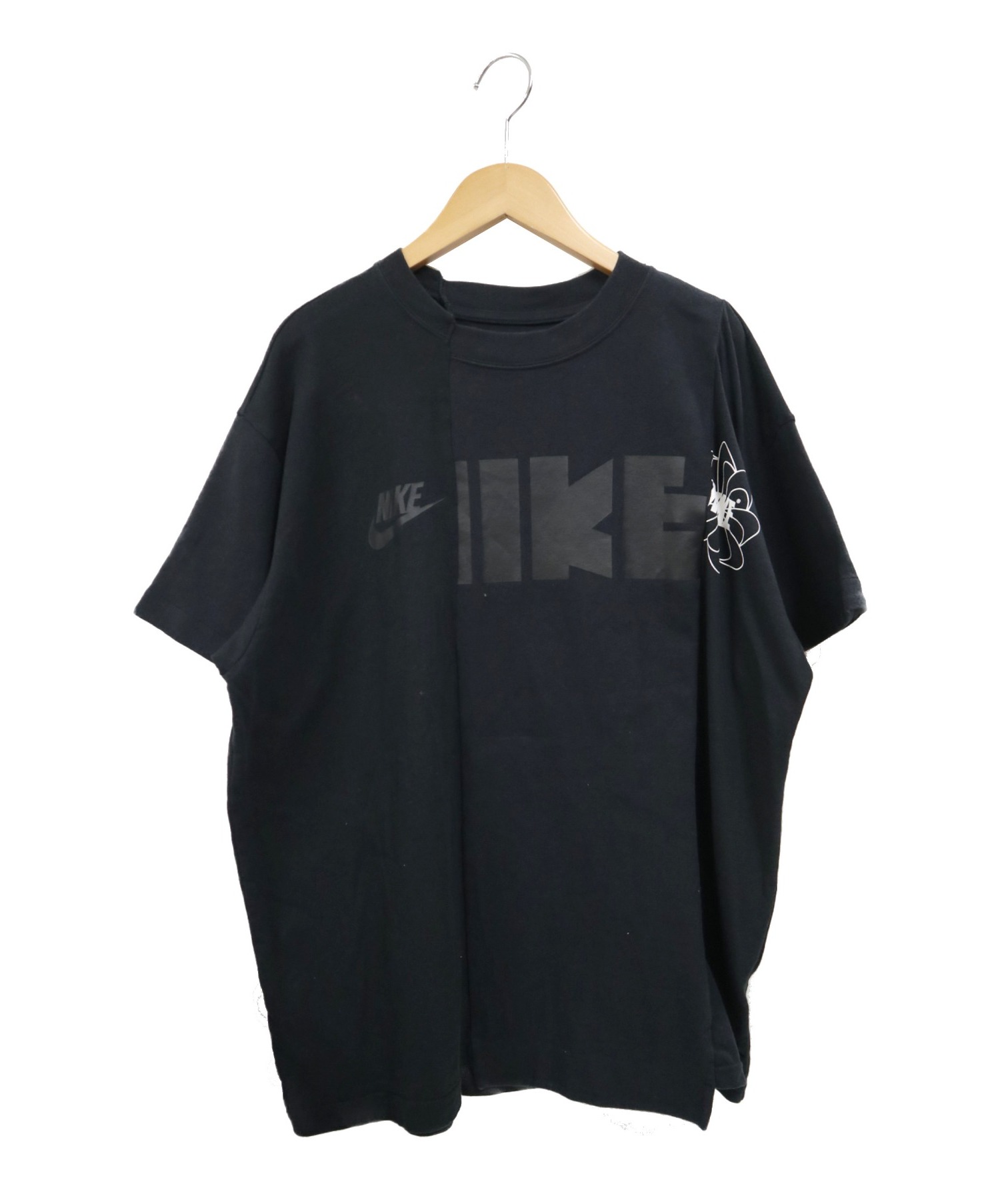 NIKE×sacai (ナイキ×サカイ) コラボ再構築ハイブリッドプリントTシャツ ブラック サイズ:L CD6311-010 NikeLab W  Nrg Ga