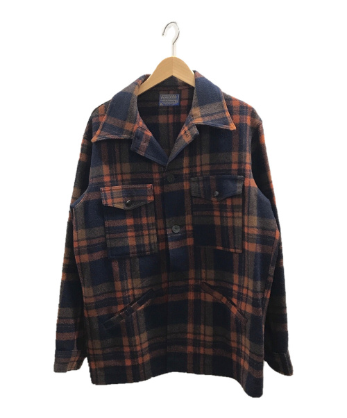 PENDLETON（ペンドルトン）PENDLETON (ペンドルトン) [古着]70'sチェックウールシャツジャケット オレンジ×ネイビー サイズ:Mの古着・服飾アイテム