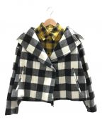 N°21（ヌメロヴェントゥーノ）の古着「ブロックチェックシャツレイヤードデザインジャケット」｜ホワイト×ブラック
