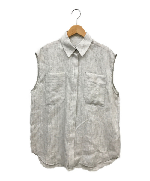 DES PRES（デ プレ）DES PRES (デプレ) ミドルリネンフレンチスリーブシャツ グレー サイズ:36の古着・服飾アイテム
