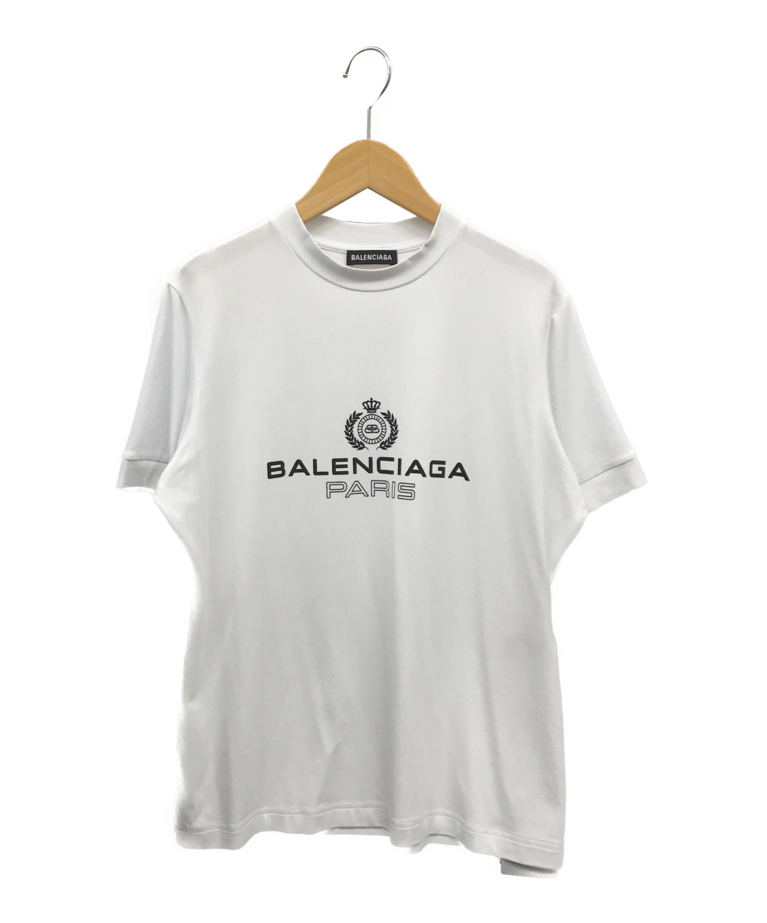BALENCIAGA (バレンシアガ) パリスロゴプリントフィットTシャツ ホワイト サイズ:L