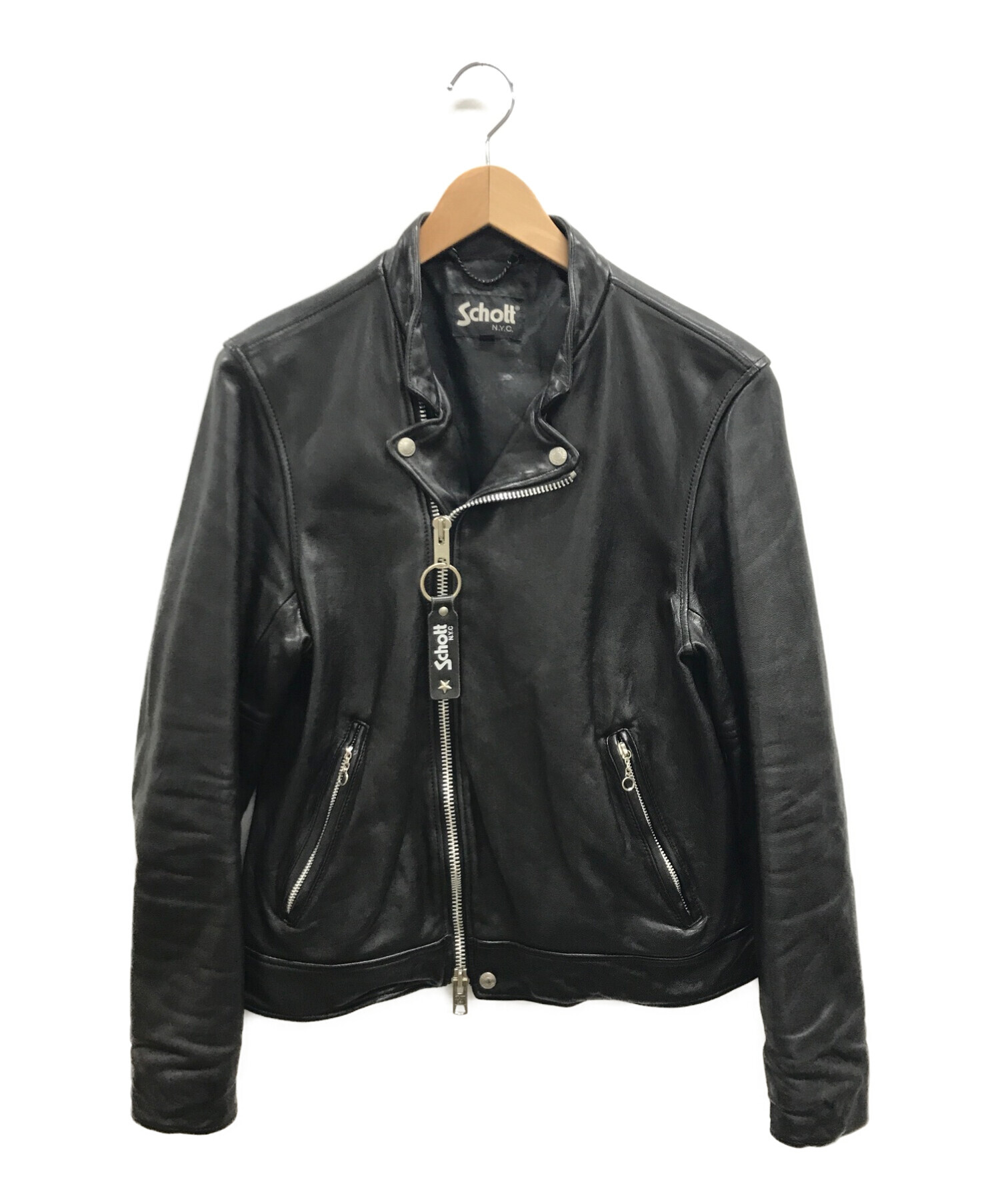 中古 古着通販 Schott ショット 別注セミダブルライダースジャケット ブラック サイズ L ブランド 古着通販 トレファク公式 Trefac Fashion