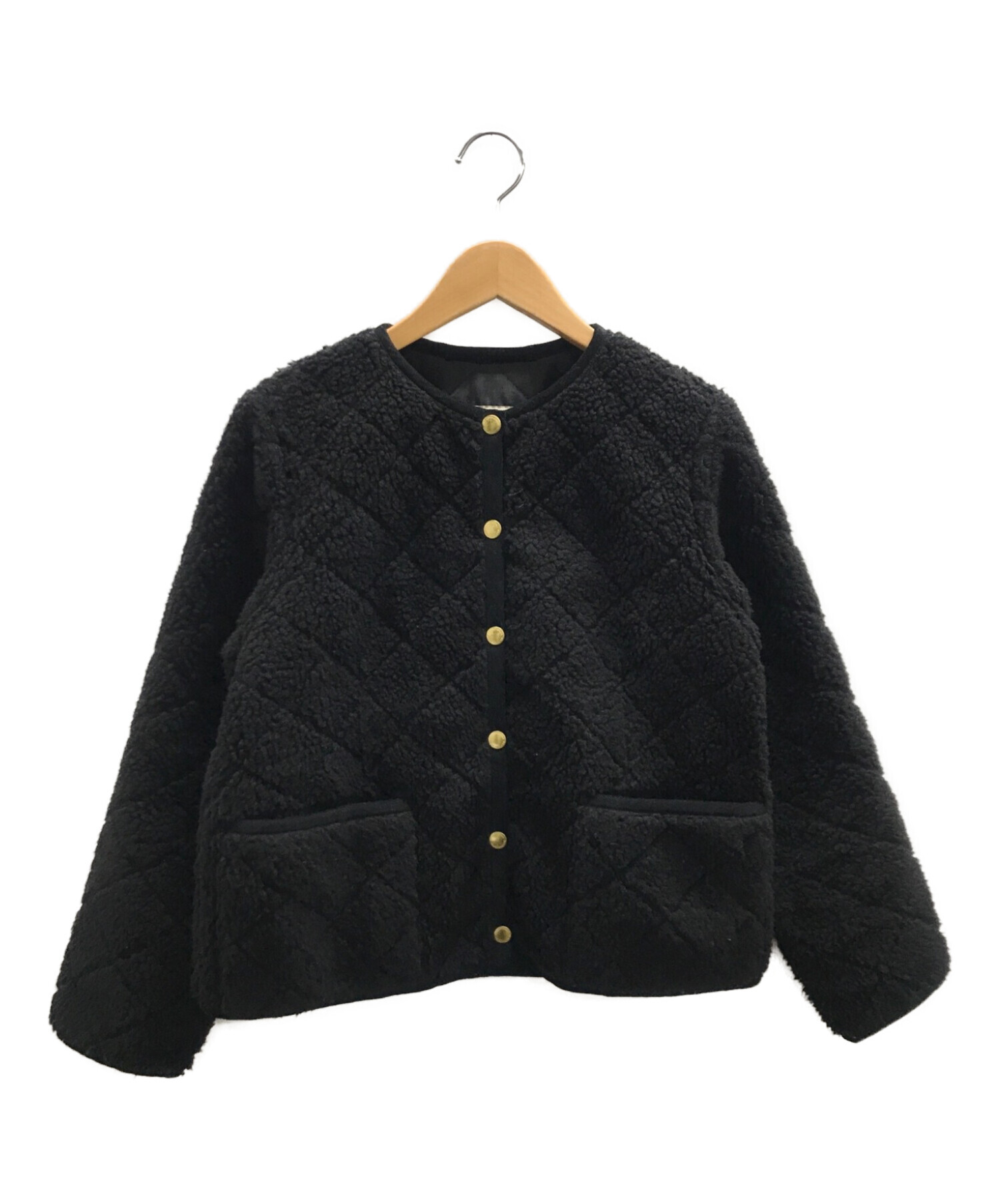 Traditional Weatherwear (トラディショナルウェザーウェア) ノーカラーボアキルティングジャケット ブラック サイズ:34