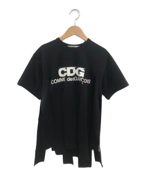 CDG（シーディージー）CDG (シーディージー) エアラインロゴカッティングTシャツ ブラック サイズ:Mの古着・服飾アイテム