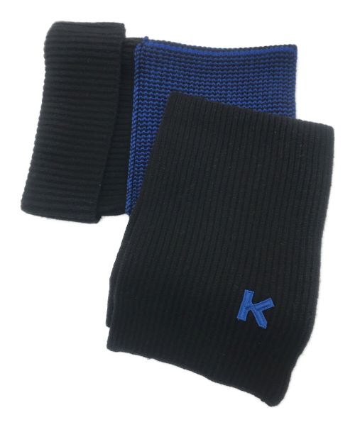 KENZO（ケンゾー）KENZO (ケンゾー) ウールマフラー ブラック×ブルー サイズ:-の古着・服飾アイテム