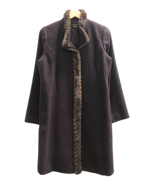 Leilian（レリアン）Leilian (レリアン) ミンクファー付きカシミヤコート パープル サイズ:9の古着・服飾アイテム