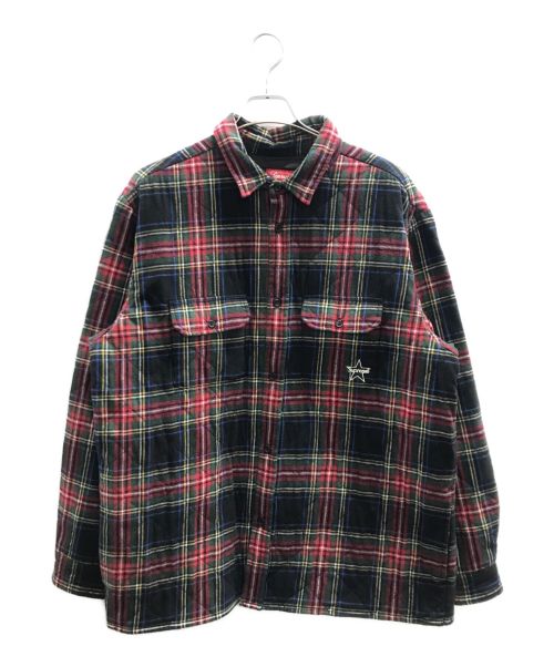 SUPREME（シュプリーム）SUPREME (シュプリーム) Quilted Plaid Flannel Shirt ネイビー×グリーン サイズ:Lの古着・服飾アイテム