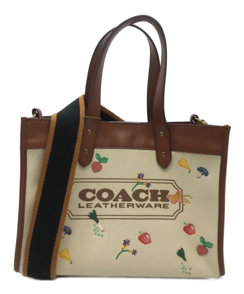 COACH（コーチ）COACH (コーチ) ガーデンエンブロイダリー ベージュ×ブラウンの古着・服飾アイテム