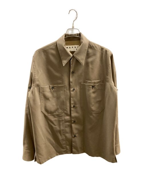 MARNI（マルニ）MARNI (マルニ) ウールトロピカルオープンカラーワークシャツ ブラウン サイズ:46の古着・服飾アイテム