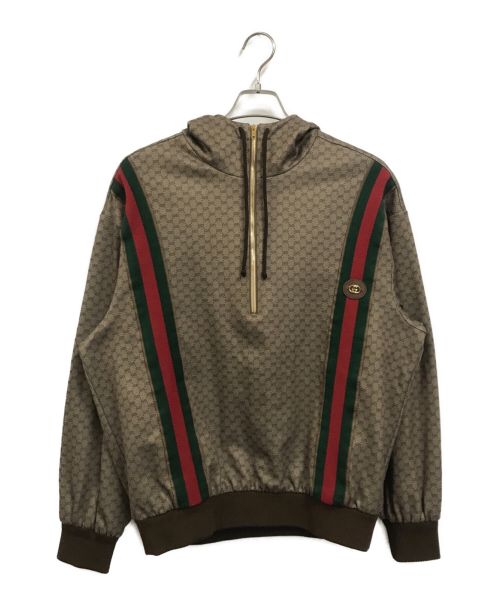 GUCCI（グッチ）GUCCI (グッチ) Mini GG Jersey Hooded Sweatshirts ブラウン サイズ:Sの古着・服飾アイテム