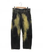 Y'sワイズ）の古着「COLORED DISCHARGE GUSSET WIDE PANTS」｜ブラック×イエロー