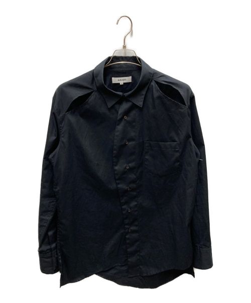 sulvam（サルバム）sulvam (サルバム) スラッシュアシンメトリーレギュラーカラーシャツ ブラック サイズ:Lの古着・服飾アイテム
