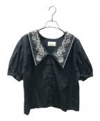 Ameri VINTAGEアメリヴィンテージ）の古着「MEDI EMBROIDERY COLLAR BLOUSE」｜グリーン