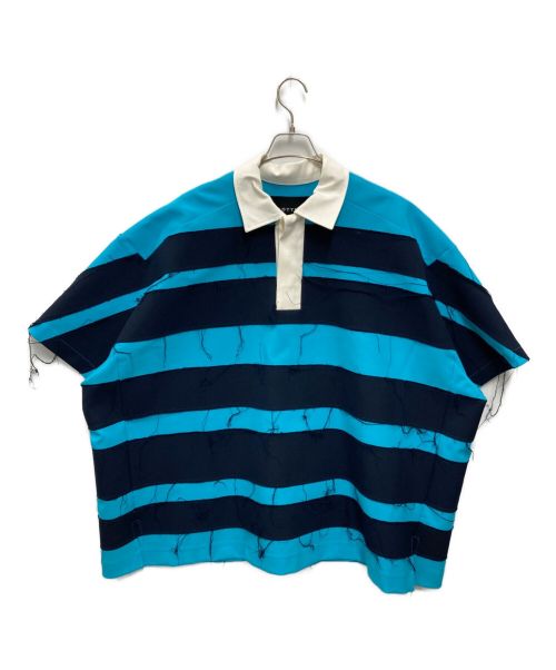 BOTTER（ボッター）BOTTER (ボッター) オーバーサイズボーダーポロシャツ ブルー サイズ:42の古着・服飾アイテム