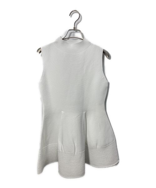 Snidel（スナイデル）Snidel (スナイデル) ペプラムホールガーメントニットプルオーバー ホワイト サイズ:1（S）の古着・服飾アイテム