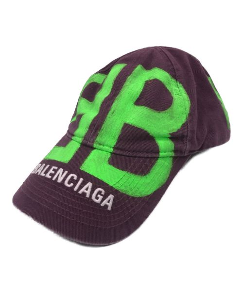 BALENCIAGA（バレンシアガ）BALENCIAGA (バレンシアガ) SPRAYED CAP IN PURPLE パープル サイズ:Ｌの古着・服飾アイテム