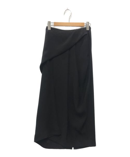 ENFOLD（エンフォルド）ENFOLD (エンフォルド) ライトダブルサテン タックドレープスカート ブラック サイズ:38の古着・服飾アイテム