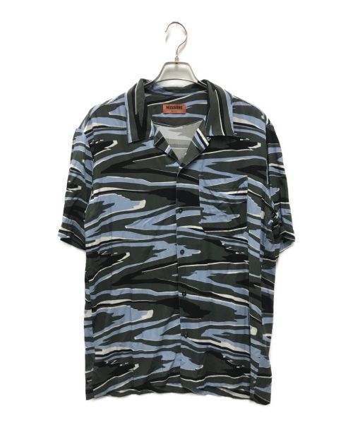 missoni（ミッソーニ）MISSONI (ミッソーニ) オープンカラーシャツ ブルー サイズ:Mの古着・服飾アイテム