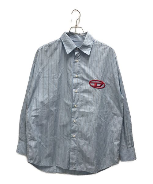 DIESEL（ディーゼル）DIESEL (ディーゼル) ロゴストライプシャツ ブルー サイズ:Sの古着・服飾アイテム