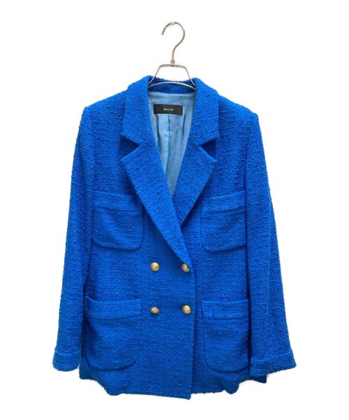 allureville（アルアバイル）allureville (アルアバイル) カラーツイード4ポケットジャケット ブルー サイズ:2の古着・服飾アイテム