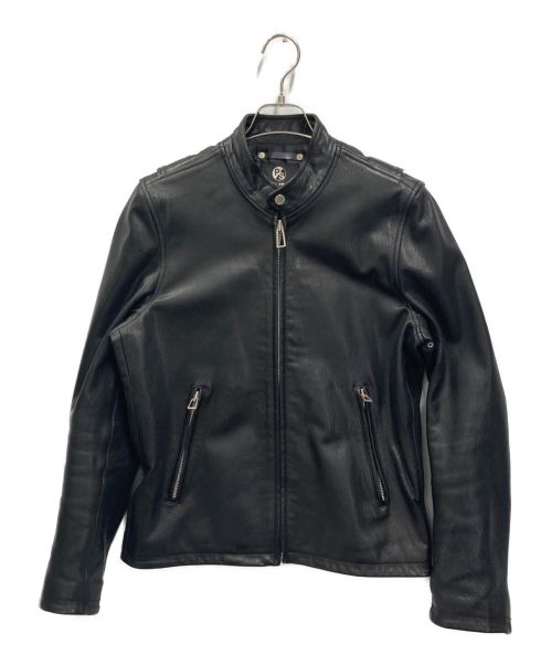 PS Paul Smith（ＰＳポールスミス）PS Paul Smith (ＰＳポールスミス) レザーシングルライダースジャケット ブラック サイズ:Lの古着・服飾アイテム