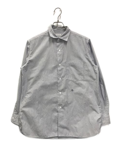 nanamica（ナナミカ）nanamica (ナナミカ) Regular Collar Stripe Wind Shirt ホワイト×ネイビー サイズ:XSの古着・服飾アイテム