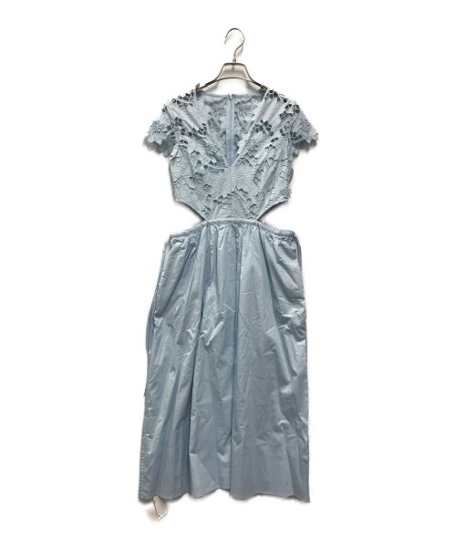 SELF PORTRAIT（セルフ ポートレイト）SELF PORTRAIT (セルフ ポートレイト) Guipure Lace And Cotton-poplin Midi Dress ブルー サイズ:US2の古着・服飾アイテム