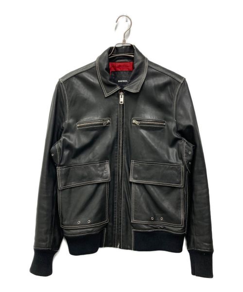DIESEL（ディーゼル）DIESEL (ディーゼル) ラムスキンレザージャケット ブラック サイズ:Lの古着・服飾アイテム
