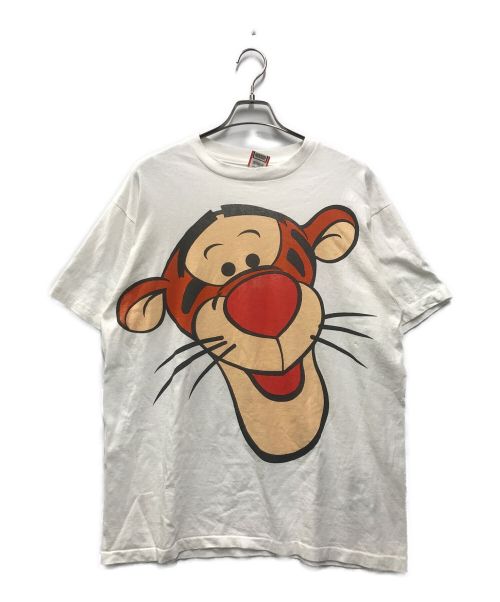 DISNEY（ディズニー）Disney (ディズニー) プリントTシャツ ホワイト×オレンジ サイズ:XLの古着・服飾アイテム