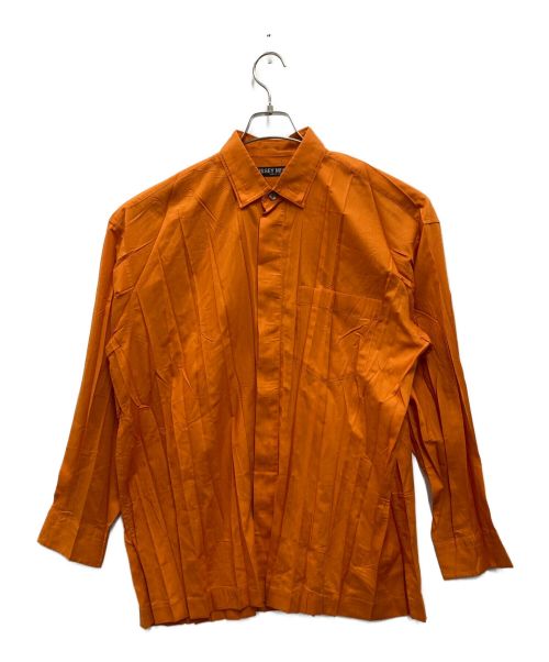 ISSEY MIYAKE（イッセイミヤケ）ISSEY MIYAKE (イッセイミヤケ) プリーツシャツ オレンジ サイズ:2の古着・服飾アイテム