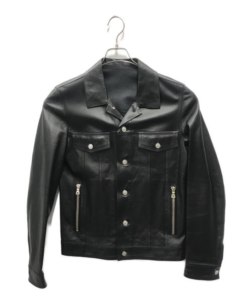 BALMAIN（バルマン）BALMAIN (バルマン) ラムスキン バックロゴ レザー ジャケット ブラック サイズ:44の古着・服飾アイテム