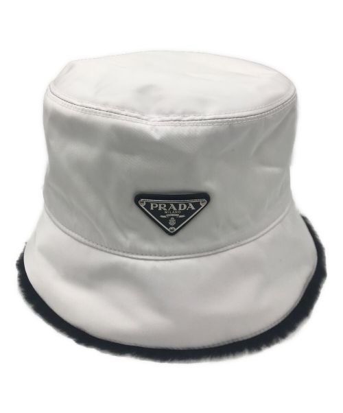 PRADA（プラダ）PRADA (プラダ) シアリング バケットハット ホワイト サイズ:Sの古着・服飾アイテム