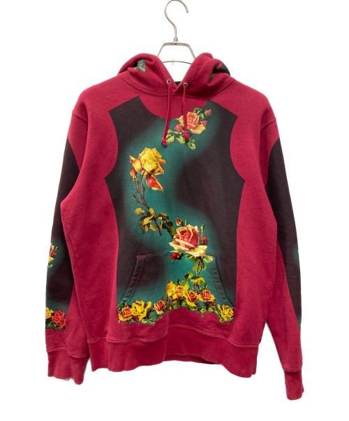 SUPREME（シュプリーム）SUPREME (シュプリーム) Jean Paul GAULTIER (ジャンポールゴルチェ) Floral Print Hooded Sweatshirt レッド×グリーン サイズ:Mの古着・服飾アイテム