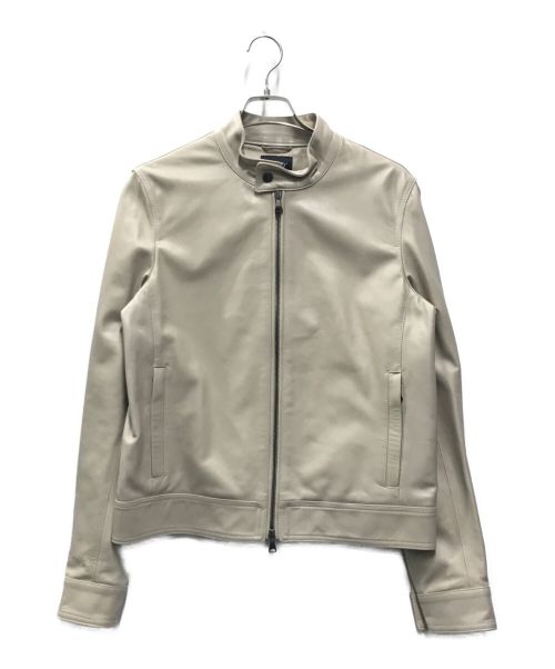 EMMETI（エンメティ）EMMETI (エンメティ) シングルレザーライダースジャケット グレー サイズ:48の古着・服飾アイテム