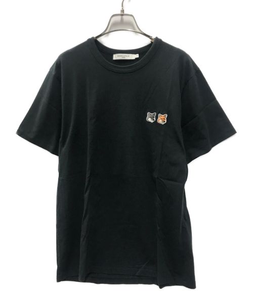 maison kitsune（メゾンキツネ）maison kitsune (メゾンキツネ) ダブル フォックスヘッド ロゴ Tシャツ ブラック サイズ:Mの古着・服飾アイテム