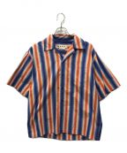 MARNIマルニ）の古着「ストライプ オープンカラーシャツ」｜オレンジ×ブルー
