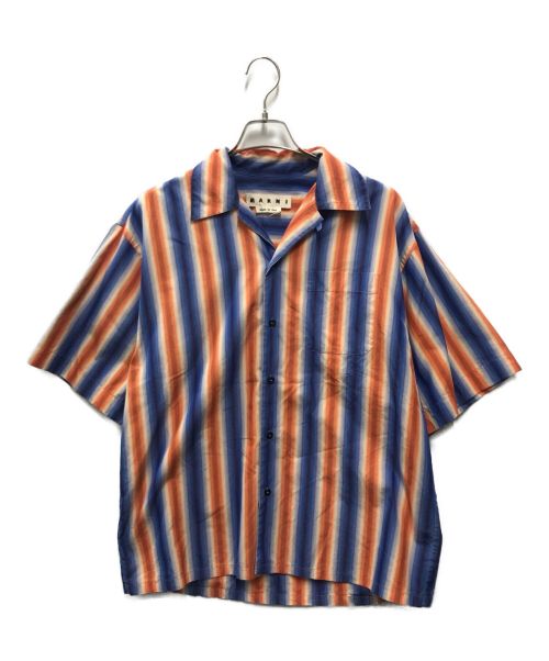 MARNI（マルニ）MARNI (マルニ) ストライプ オープンカラーシャツ オレンジ×ブルー サイズ:46の古着・服飾アイテム