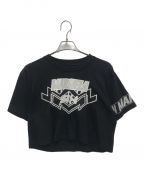 MM6 Maison Margielaエムエムシックス メゾンマルジェラ）の古着「モトクロス ロゴ クロップド Tシャツ」｜ブラック
