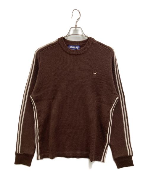 stussy (ステューシー) 90'sサイドラインクルーネックニット ブラウン サイズ:Ｍ