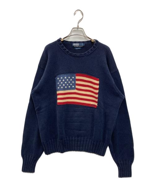 POLO RALPH LAUREN (ポロ・ラルフローレン) 星条旗 コットンニット ネイビー サイズ:L