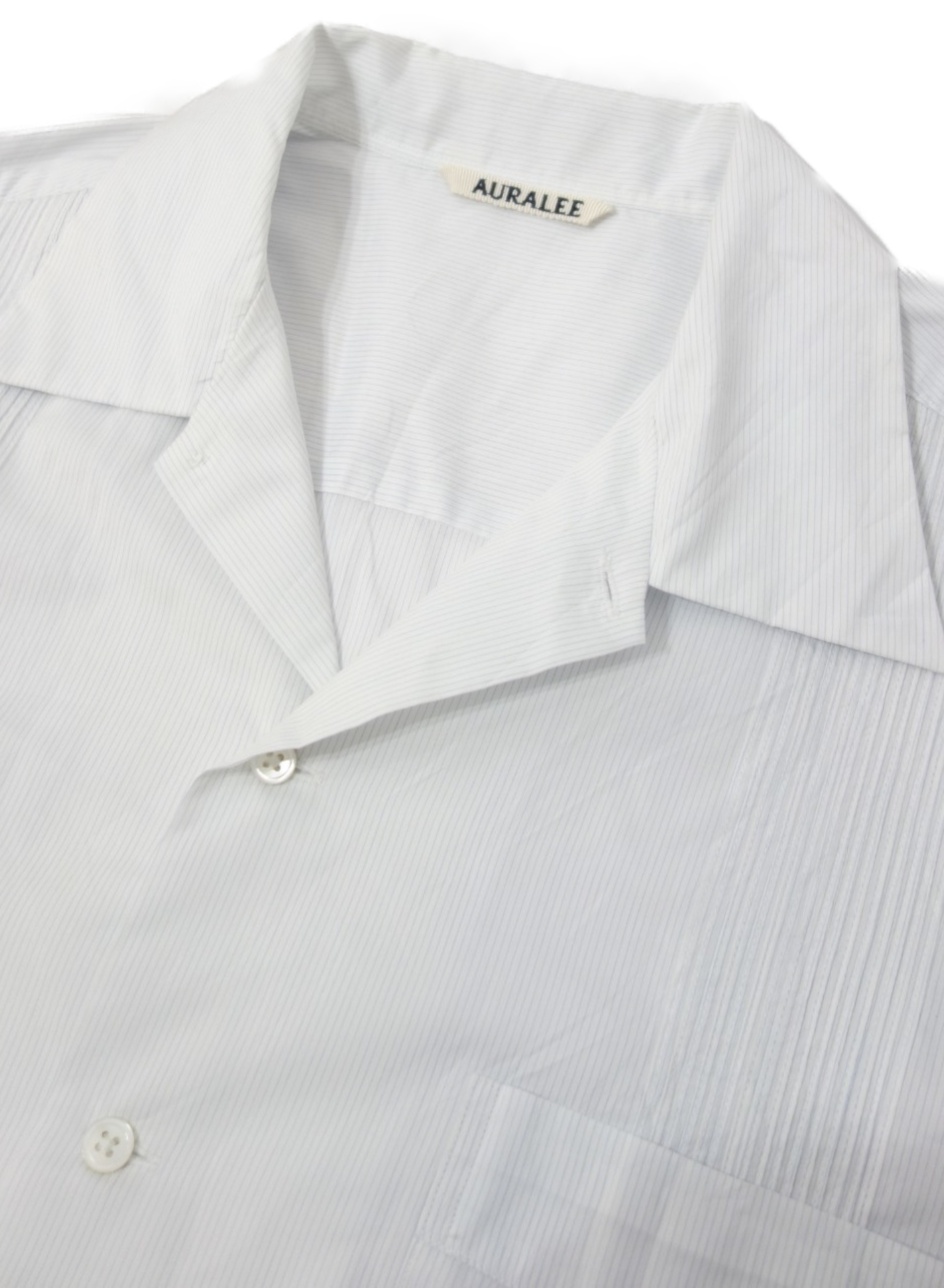AURALEE (オーラリー) フィンクスシルクストライプキューバシャツ ホワイト サイズ:4 19SS・FINX SILK STRIPE CUBA  SHIRTS