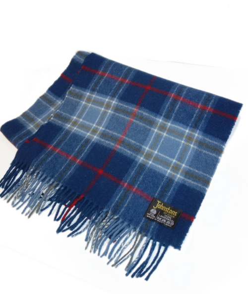 中古 古着通販 Johnstons ジョンストン ウールチェックストール ブルー ブランド 古着通販 トレファク公式 Trefac Fashion
