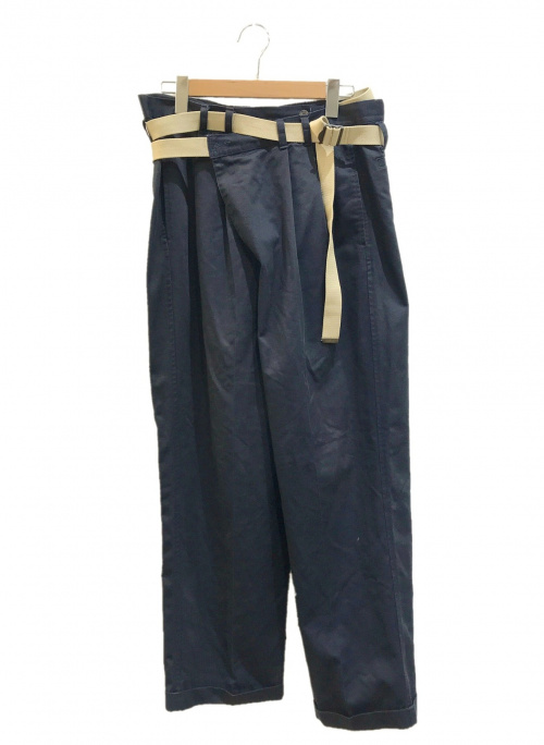 MAISON EUREKA（メゾンエウレカ）MAISON EUREKA (メゾン エウレカ) リメイクヴィンテージラップチノパンツ ネイビー サイズ:Fの古着・服飾アイテム